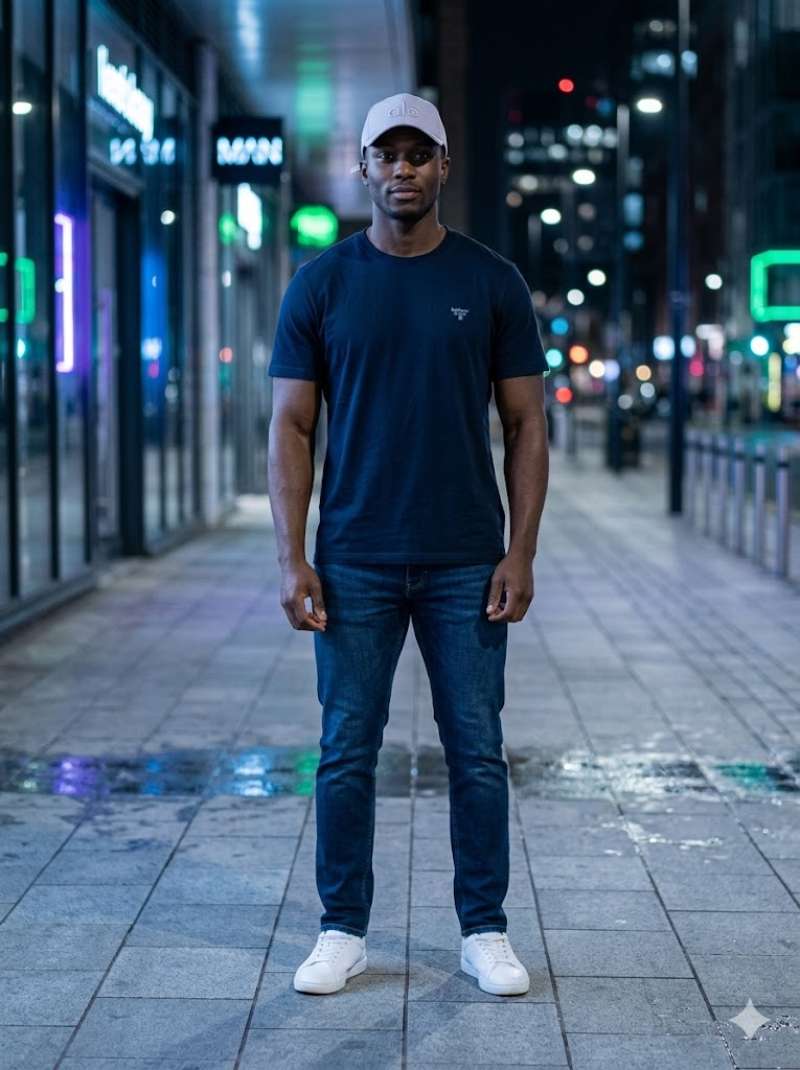Barbour Men’s Navy Blue T-Shirt – Relaxed Fit Premium Cotton Essential Tee for Smart Casual Everyday Wear