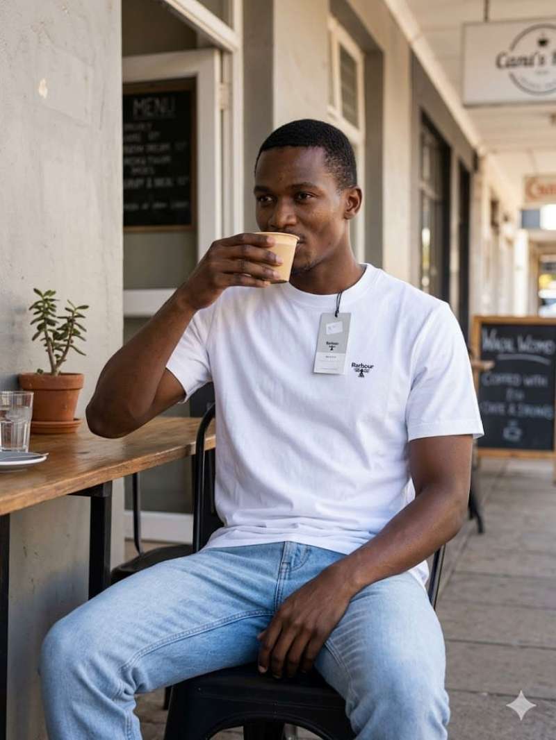 Barbour White Men’s Classic Cotton T-Shirt – Premium Minimal Everyday Essential Slim Fit Casual Tee