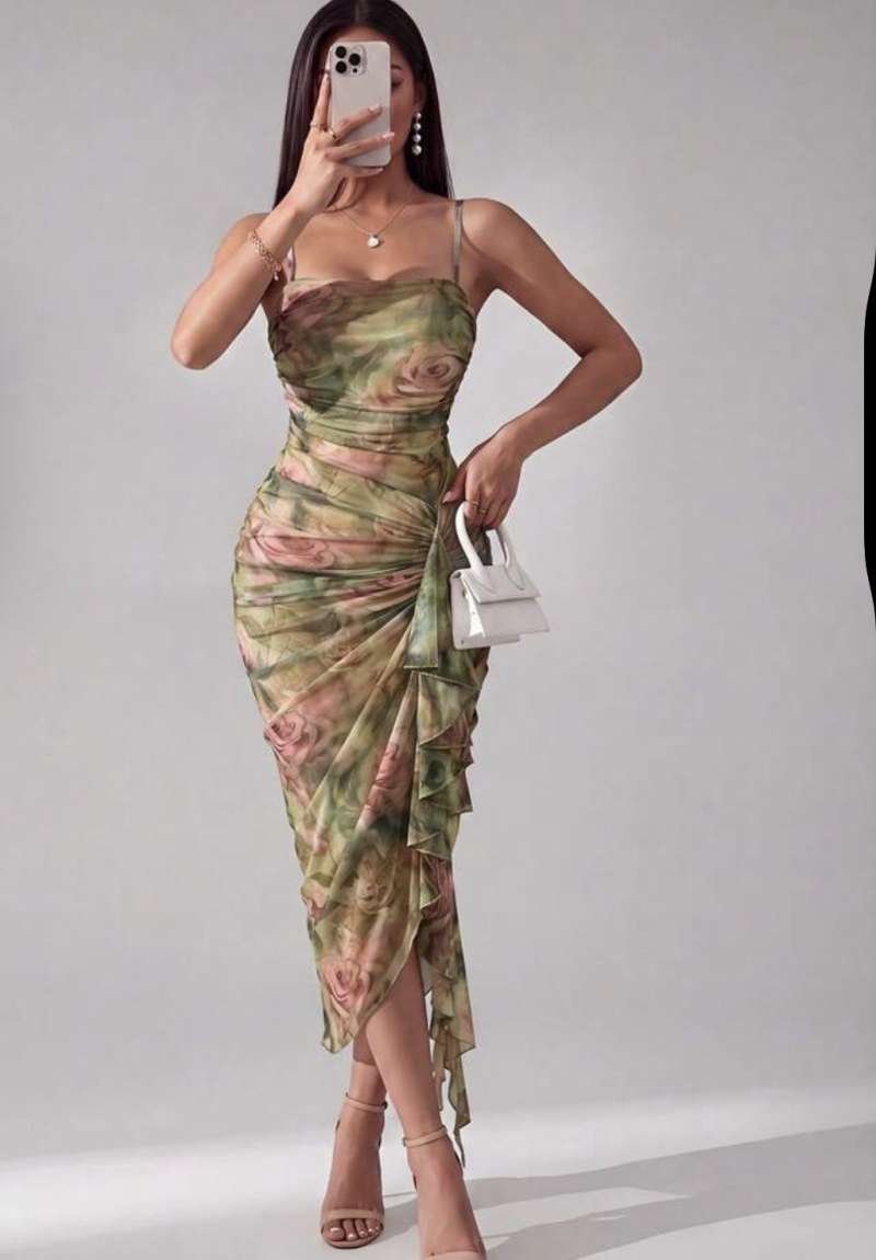Floral green dress